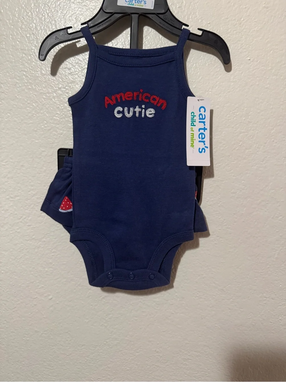 Newborn Carter's Navy Sleeveless 'American Cutie' Infant Tank matching set